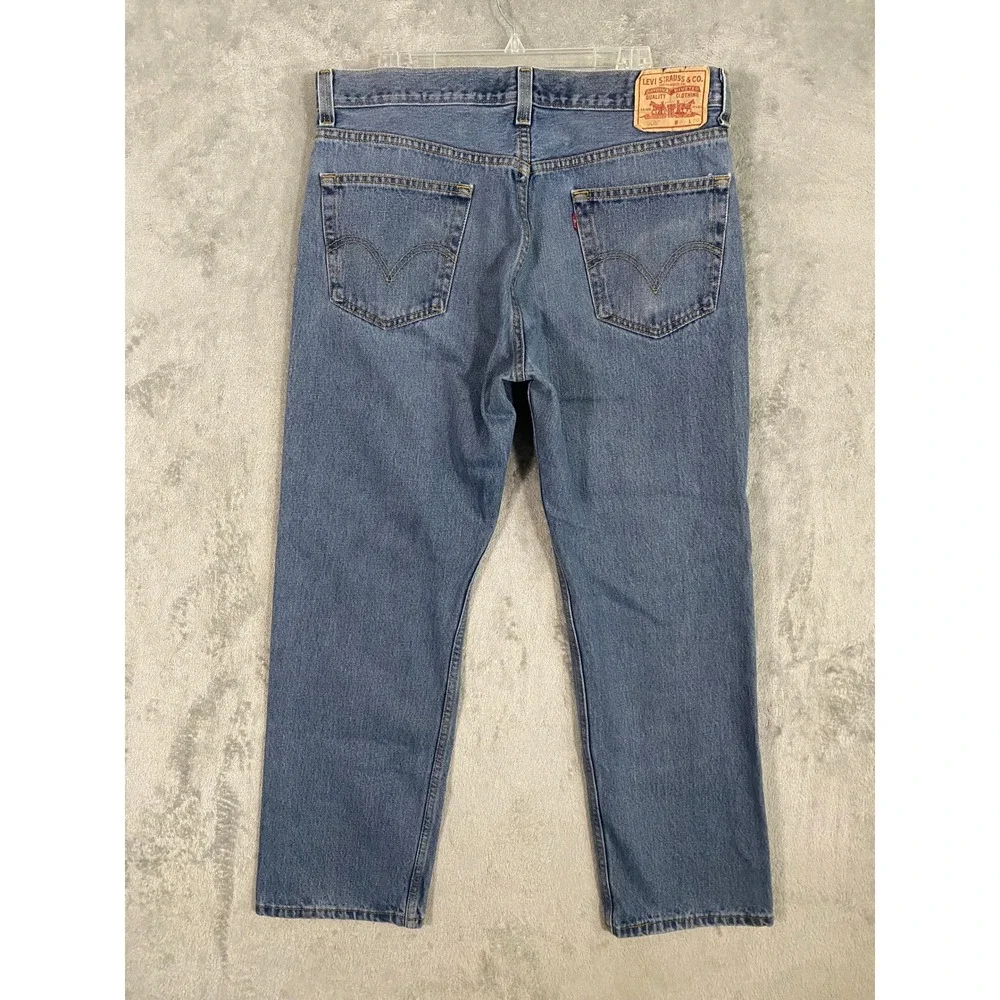 Levi's Jeans Men 36x30‎ Faded Blue 505 Regular Fit Cotton Denim Workwear Casual